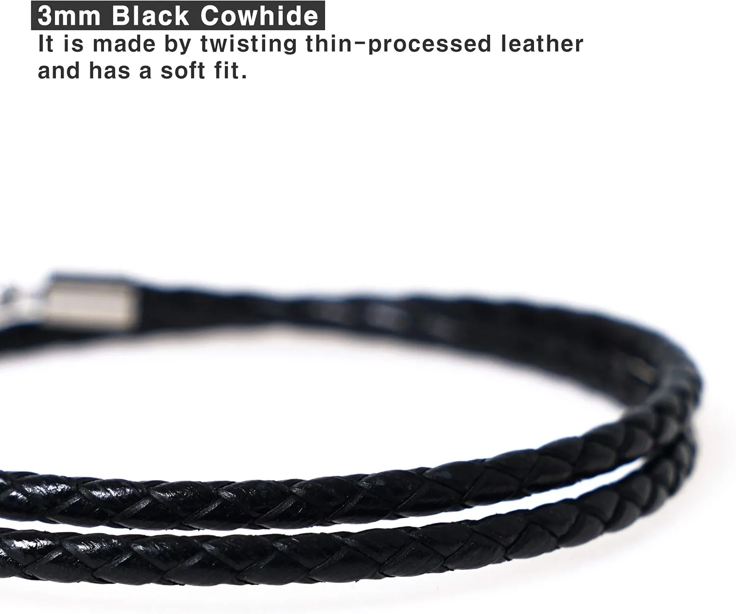 JBANS Handmade Genuine Leather Wrap Bracelet for Mens - Stainless Steel Hook Mens Leather Bracelets, Men's Jewelry, M/L 2 Size - FITS 6.5"- 7.3" Wrist Size