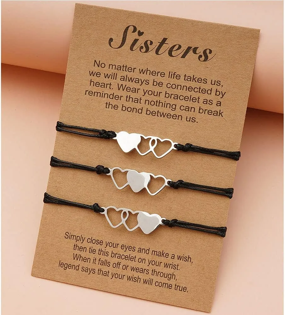 JczR.Y Mother Daughter Bracelet Hollow Stainless Steel Letter Heart Bracelet Matching Cutout Heart Wish Bracelets Back to School Gifts for Mom Girls