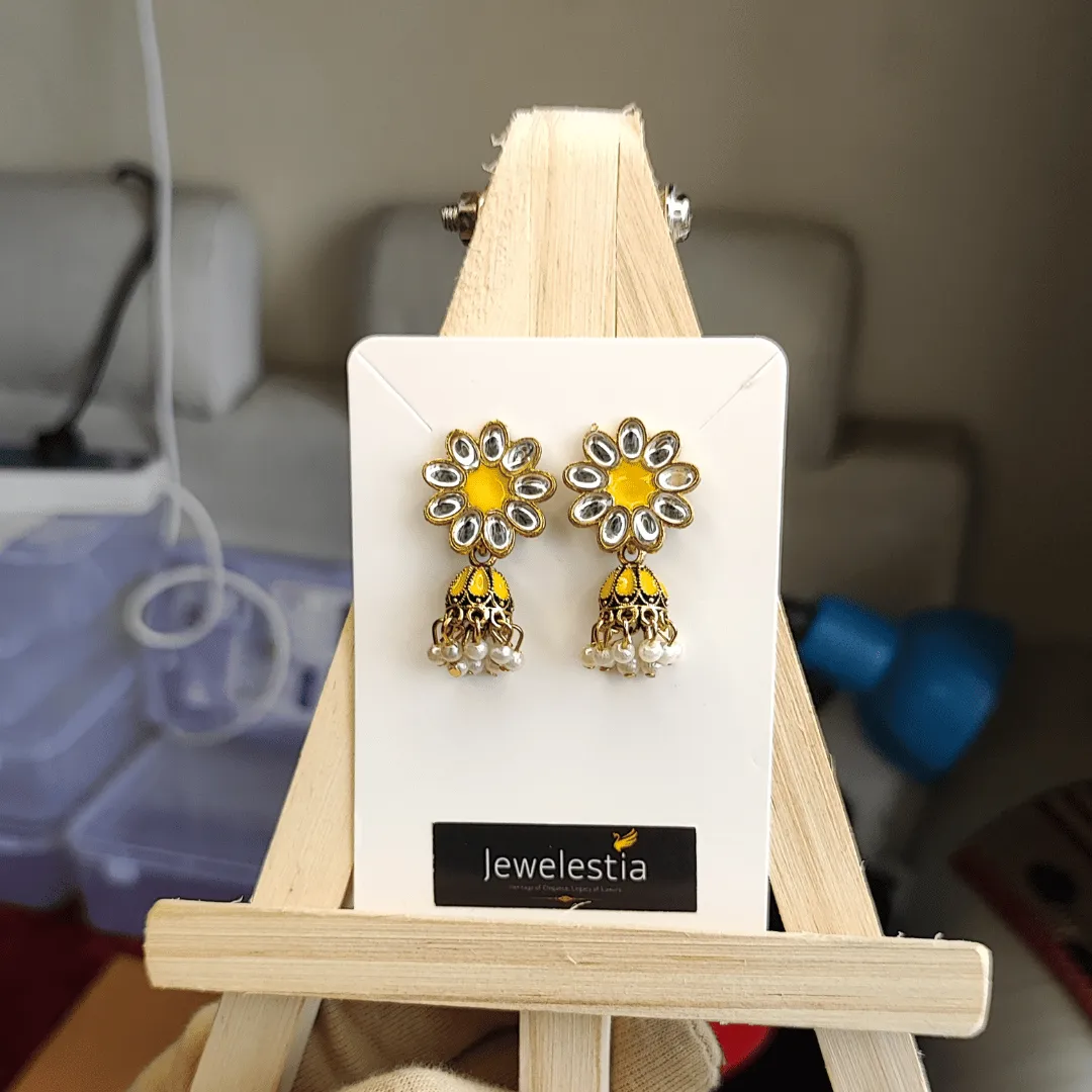 Jewelestia Sunflower Kundan Jhumkas