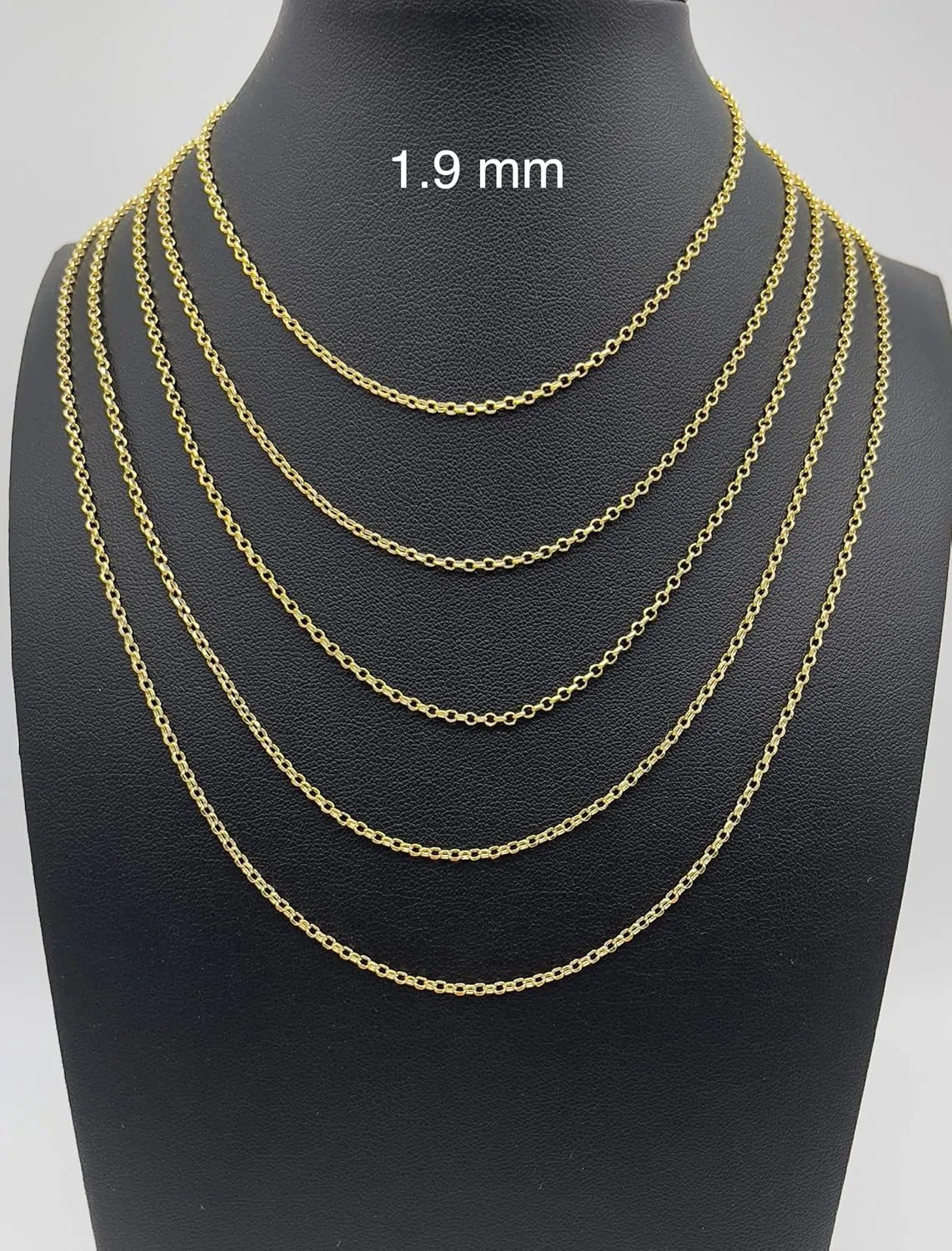 JEWELHEART 14K Yellow Real Gold Rolo Chain 1.9mm 2.5mm 2.8mm 3.75mm 4.2mm 5.2mm Diamond Cut Trendy Round Link Chain Pendant Necklace For Women with Lobster Clasp 16" 18" 20" 22" 24"