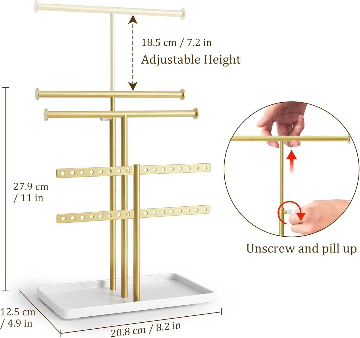 Jewelry Holder Organizer Necklace Display: Metal Aesthetic Room Decor Tree Stand for Necklace Bracelet Hanger and Earrings Storage beautiful jewelry tower for mom wife girlfriend (Gold)