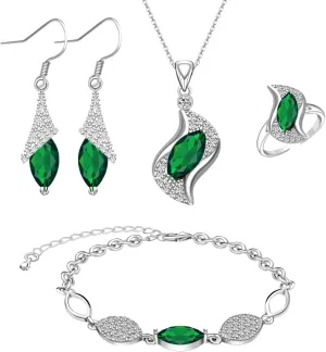Jewelry Sets for Women Necklace Dangle Earrings Adjustable Ring Bracelet Costume Luxury Set for Women Girl Mom Wife Girlfriend Best Friend Ladies Bride bridesmaid Gift