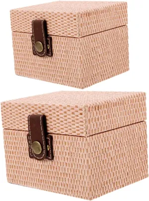Jewelry Storage Box Imitation Rattan Jewelry Organizer Trinket Case Perfect for Desktop Bedside Table