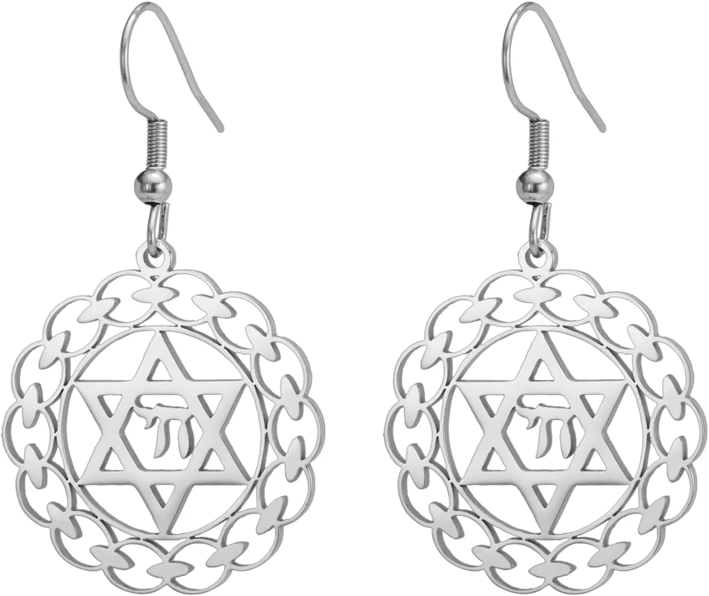 Jewish Chai Dangle Drop Earrings for Women Star of David Earrings Hebrew Letter Stud Earrings Jewish Chai Token Jewish Name Judaic Religious Jewelry