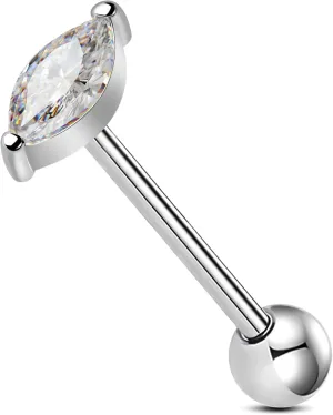 Jewseen G23 Titanium Tongue Ring 14G Clear CZ Tongue Piercing Jewelry Sparkling Tongue Barbell Stud Body Piercing Jewelry for Women Men