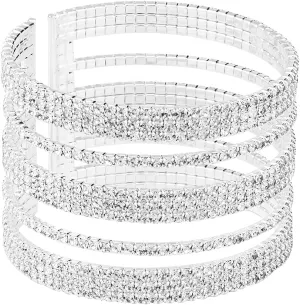 Jojomina Multilayer Sparkling Rhinestone Cuff Bracelet For Women 11 Layers for Women Girls,Crystal Bangle Strand Wrap Bracelet for Party Prom Wedding