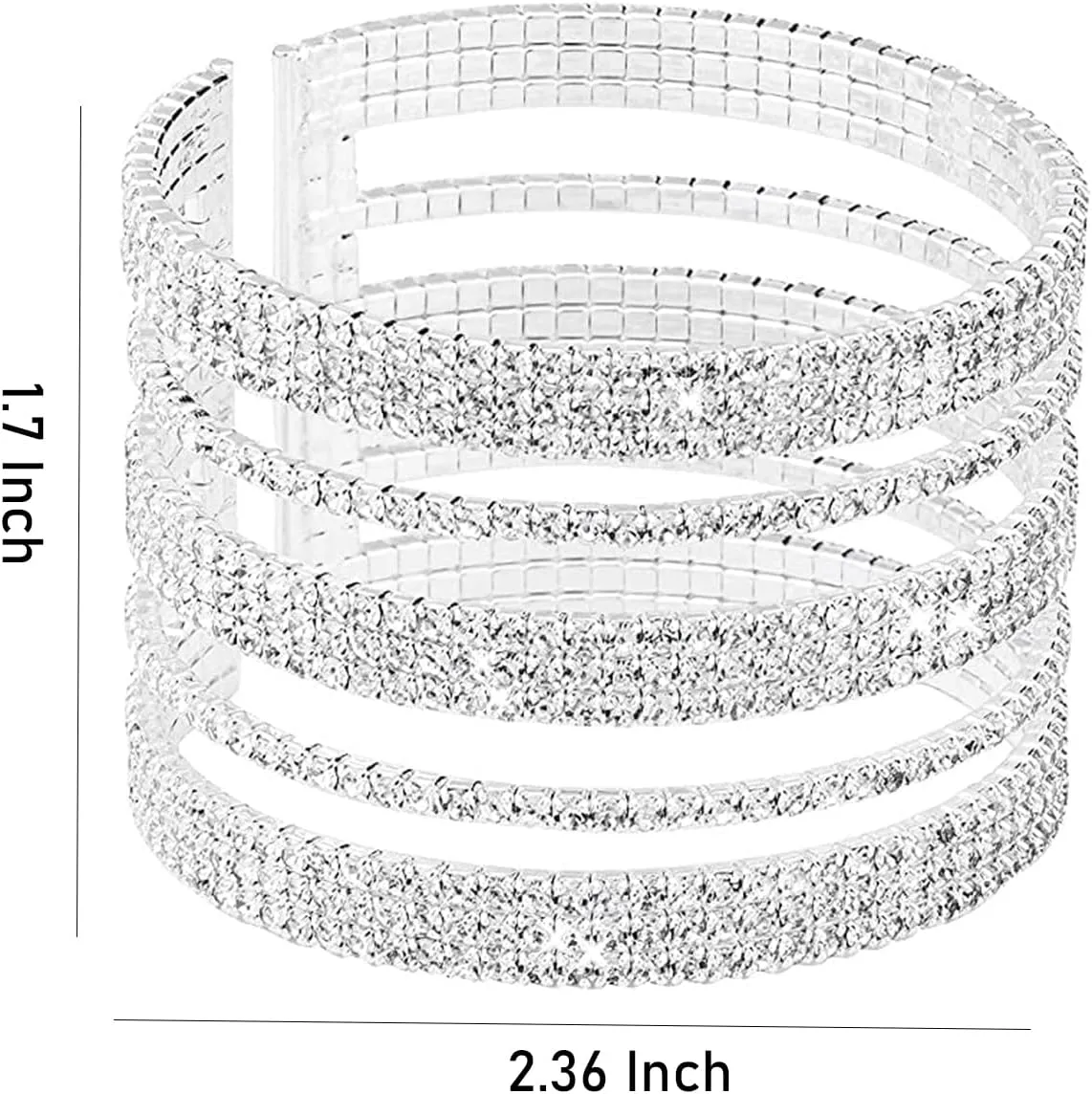 Jojomina Multilayer Sparkling Rhinestone Cuff Bracelet For Women 11 Layers for Women Girls,Crystal Bangle Strand Wrap Bracelet for Party Prom Wedding