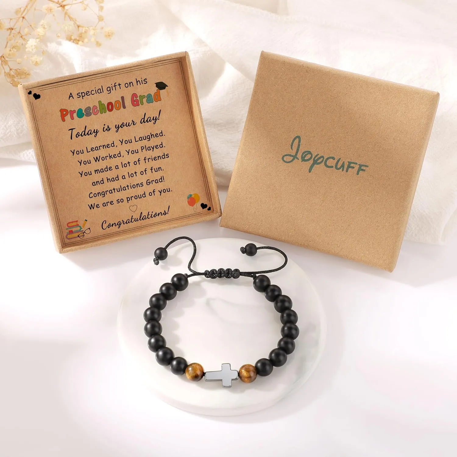 JoycuFF Best 2025 Kindergarten Graduation Gifts for Girls Her, Cute Heart Cross Bracelet Gifts for Girl, Graduation Gifts for Students Daughter Niece Granddaughter