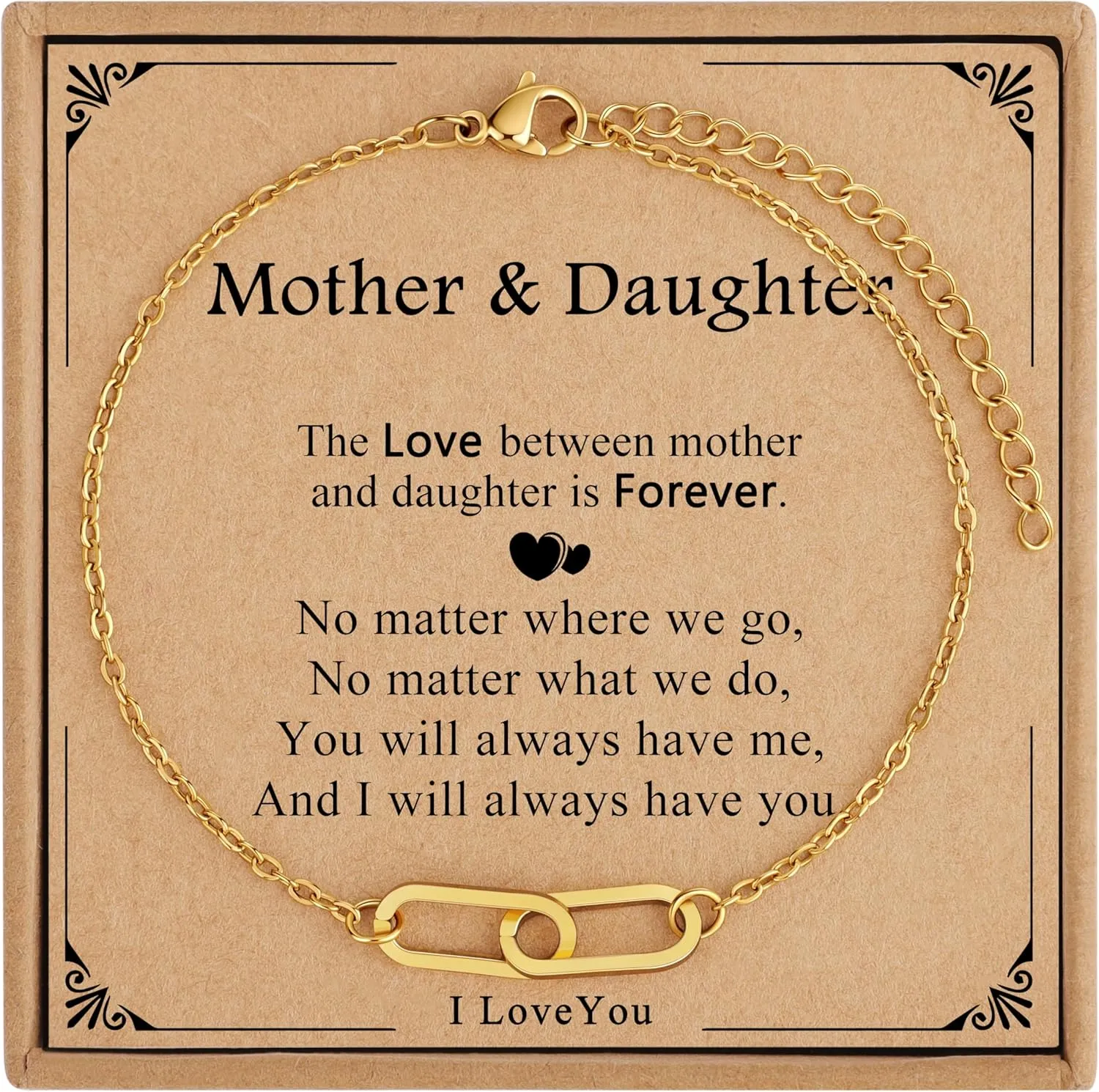 JoycuFF Mothers Day Bracelets For Women Paper Clip Bracelet Birthday Gifts For Women Mom Daughter Sister Gold Bracelet