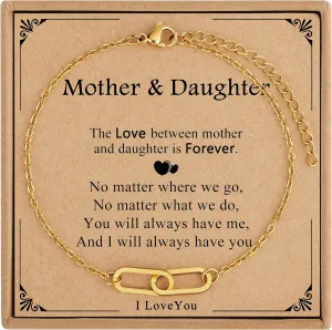 JoycuFF Mothers Day Bracelets For Women Paper Clip Bracelet Birthday Gifts For Women Mom Daughter Sister Gold Bracelet