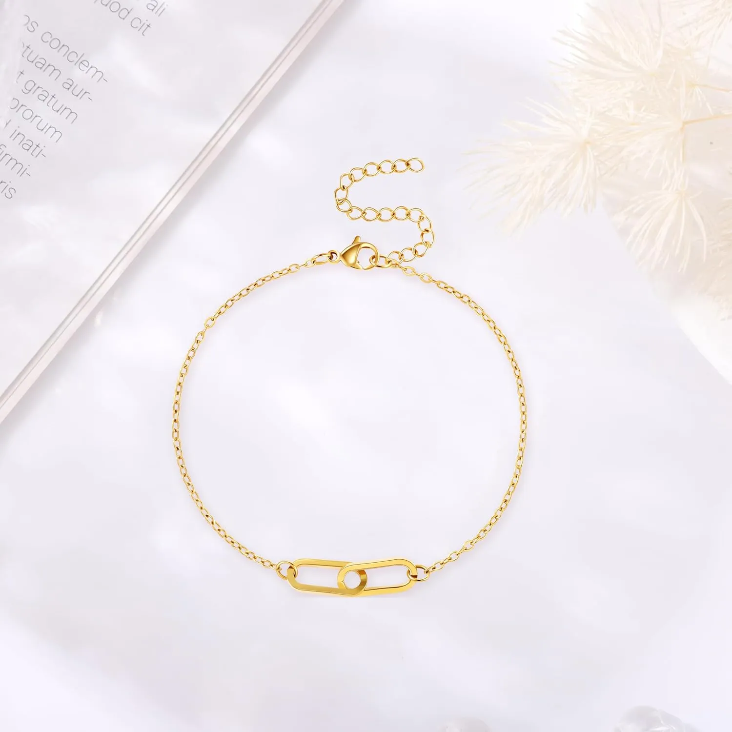 JoycuFF Mothers Day Bracelets For Women Paper Clip Bracelet Birthday Gifts For Women Mom Daughter Sister Gold Bracelet