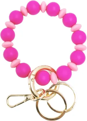 jtkdxqs Bracelet Wristlet Keychain Beaded Bangle Chains Silicone Elastic Bangle Key Chain Holder for Women Car Keyring
