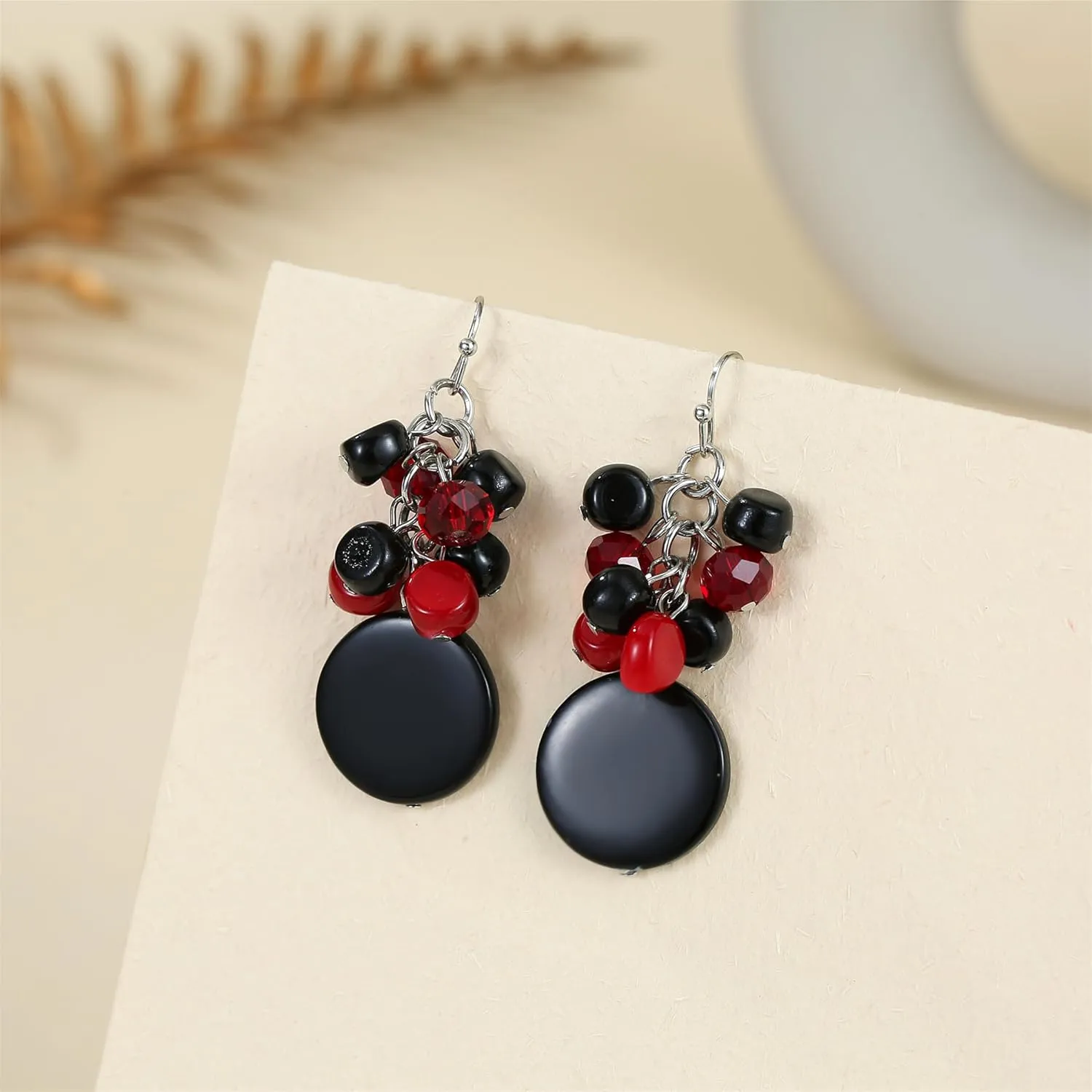 Jules D.Colorful Dangle Earrings Natural Shell Cluster Beads Drop Earrings for Women Dangling
