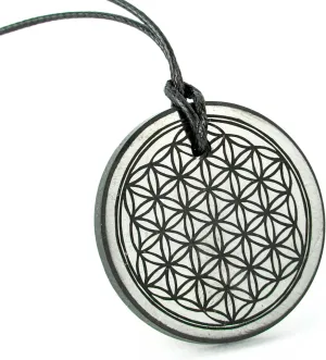 Karelian Heritage Shungite Pendant Round Shape | Healing Spiritual Natural Black Crystal Jewelry Pendant | Sacred Symbol Talisman Amulet Necklace for Meditation