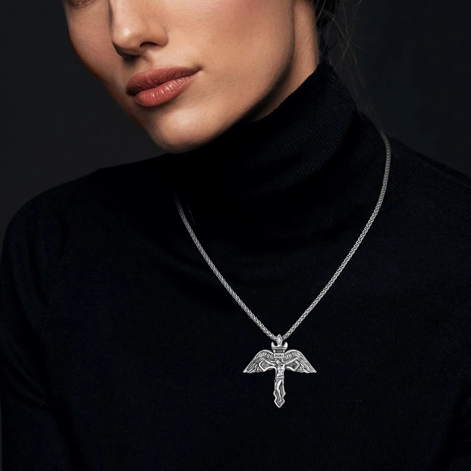 KATHL 925 Sterling Silver Cross Pendant Confirmation Necklace Catholic Religious Jewelry Gifts for Women Men