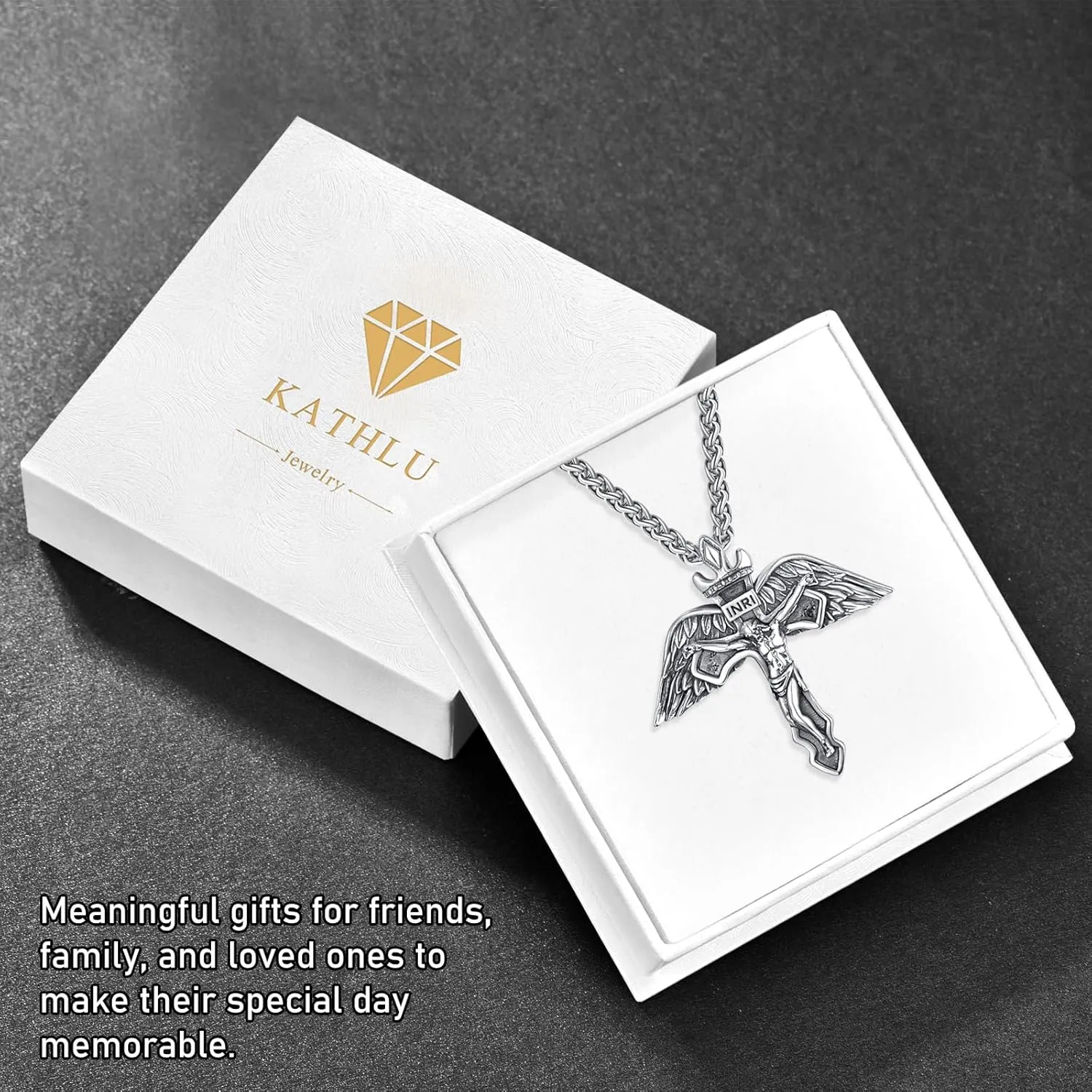 KATHL 925 Sterling Silver Cross Pendant Confirmation Necklace Catholic Religious Jewelry Gifts for Women Men