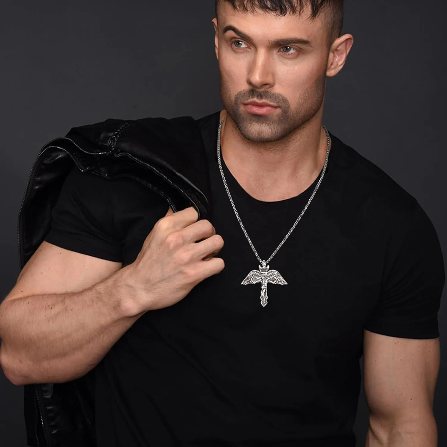 KATHL 925 Sterling Silver Cross Pendant Confirmation Necklace Catholic Religious Jewelry Gifts for Women Men
