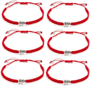 kelistom 6pcs Red String Evil Eye Charm Bracelets for Women Men Handmade Macrame Braided Kabbalah Bracelet for Protection Friendship Adjustable