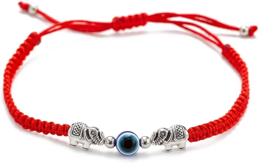 kelistom 6pcs Red String Evil Eye Charm Bracelets for Women Men Handmade Macrame Braided Kabbalah Bracelet for Protection Friendship Adjustable