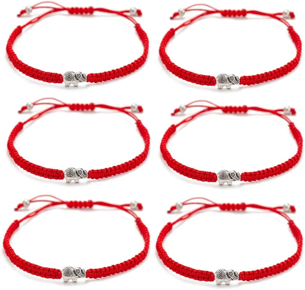 kelistom 6pcs Red String Evil Eye Charm Bracelets for Women Men Handmade Macrame Braided Kabbalah Bracelet for Protection Friendship Adjustable