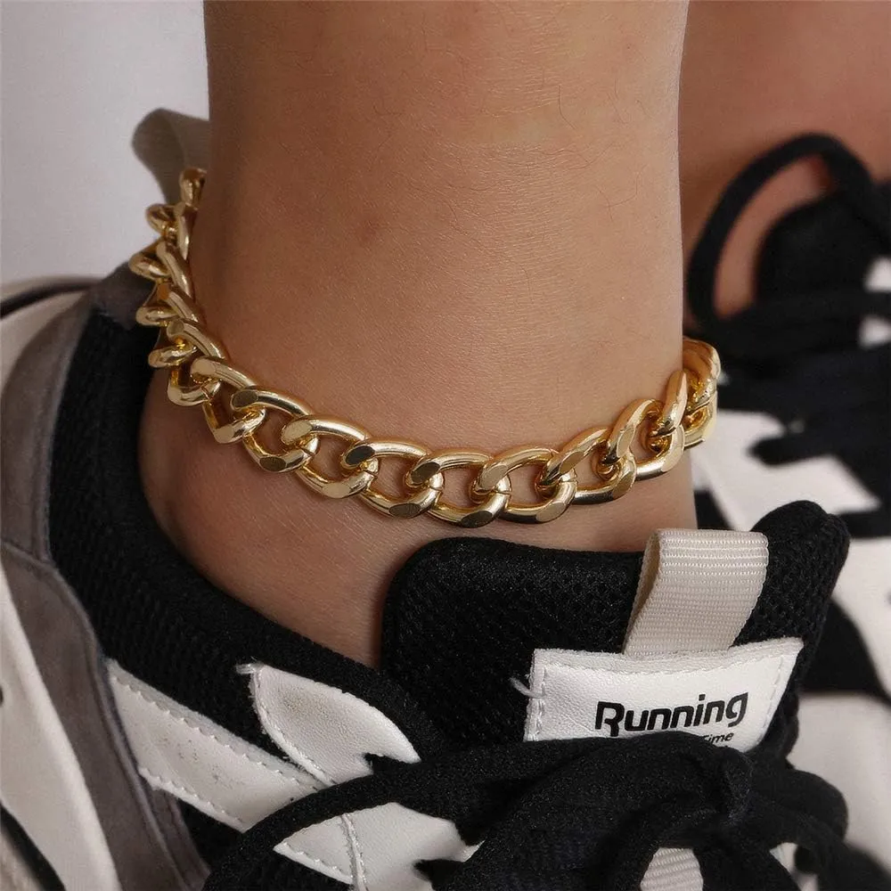 kelistom Cuban Link Rhinestone Tennis Anklet Set for Women 18K Gold or White Gold Plated Chain Ankle Bracelets for Women with Extension