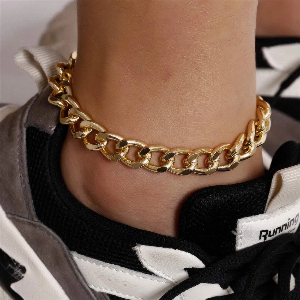 kelistom Cuban Link Rhinestone Tennis Anklet Set for Women 18K Gold or White Gold Plated Chain Ankle Bracelets for Women with Extension