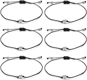 kelistom Red Black String Silver Gold Heart Charm Bracelets for Women Men Handmade Braided Wax Rope Adjustable Bracelet Friendship Jewelry