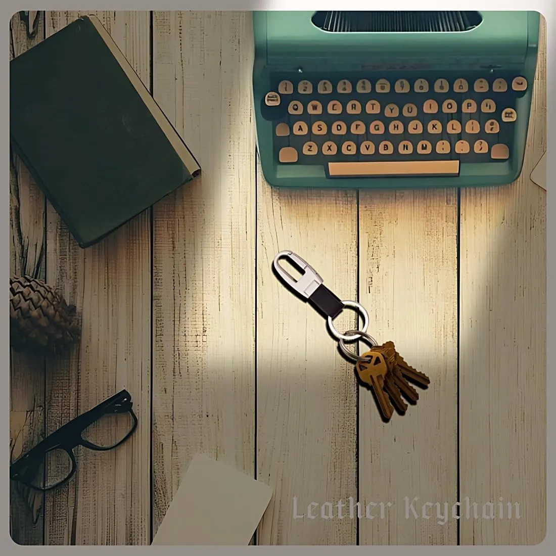 Keychain Leather Keyring Simple Metal Key Chain