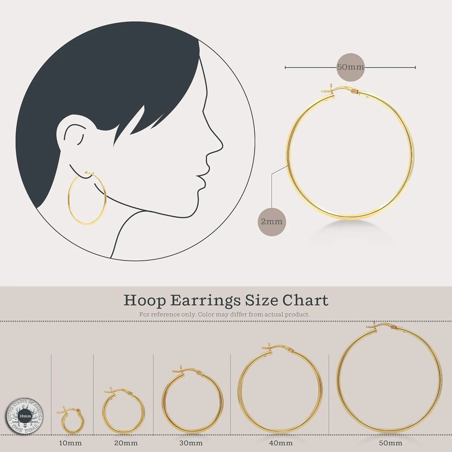KEZEF 925 Sterling Silver Hoop Earrings For Women High Polished Silver Hoop Earrings Hypoallergenic | Lightweight Jewelry Earring 14k Gold Plated Hoops
