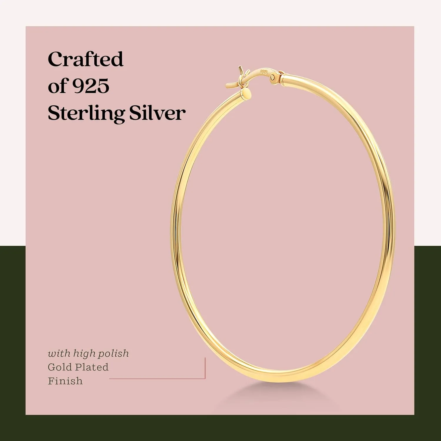 KEZEF 925 Sterling Silver Hoop Earrings For Women High Polished Silver Hoop Earrings Hypoallergenic | Lightweight Jewelry Earring 14k Gold Plated Hoops