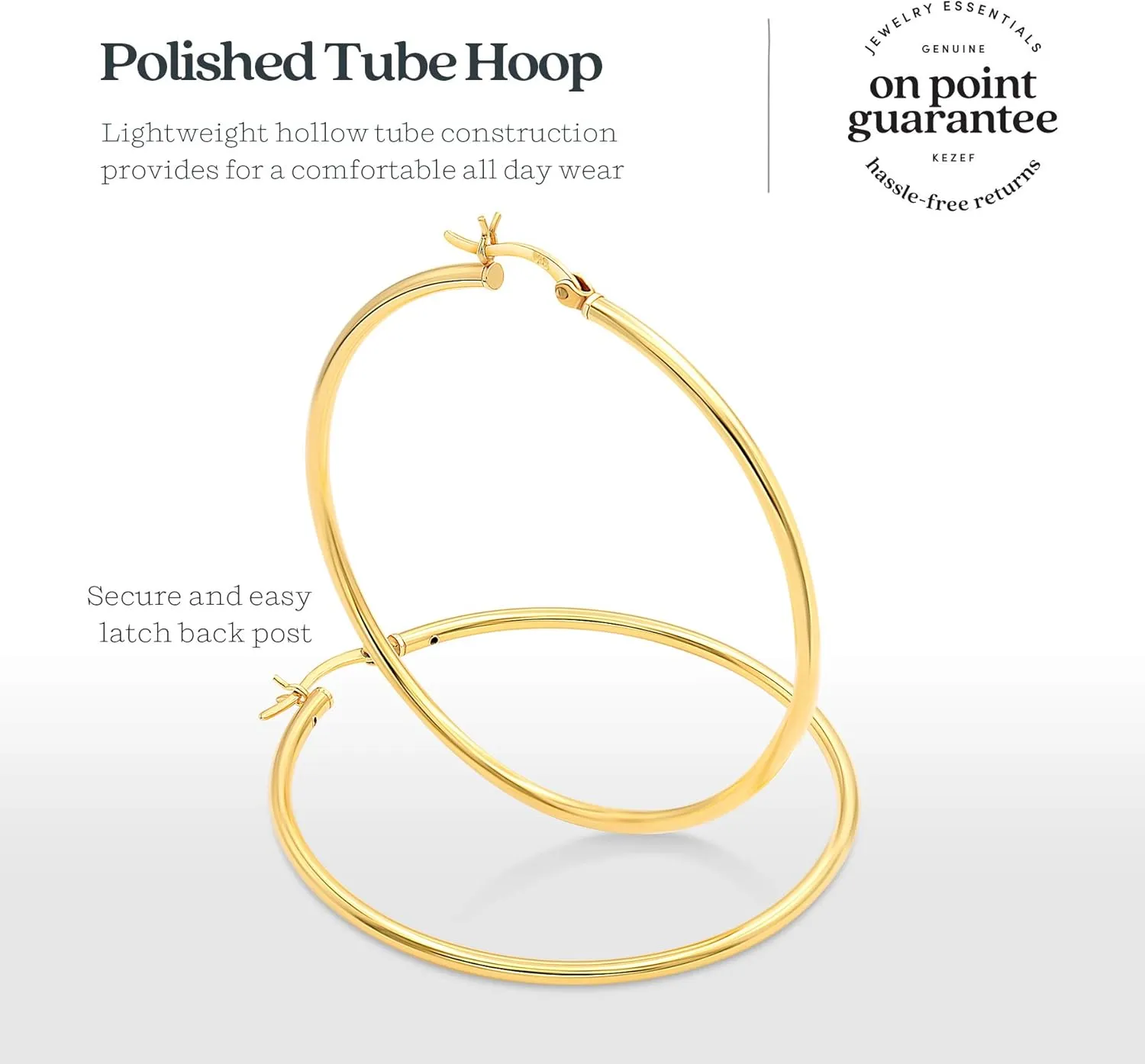 KEZEF 925 Sterling Silver Hoop Earrings For Women High Polished Silver Hoop Earrings Hypoallergenic | Lightweight Jewelry Earring 14k Gold Plated Hoops