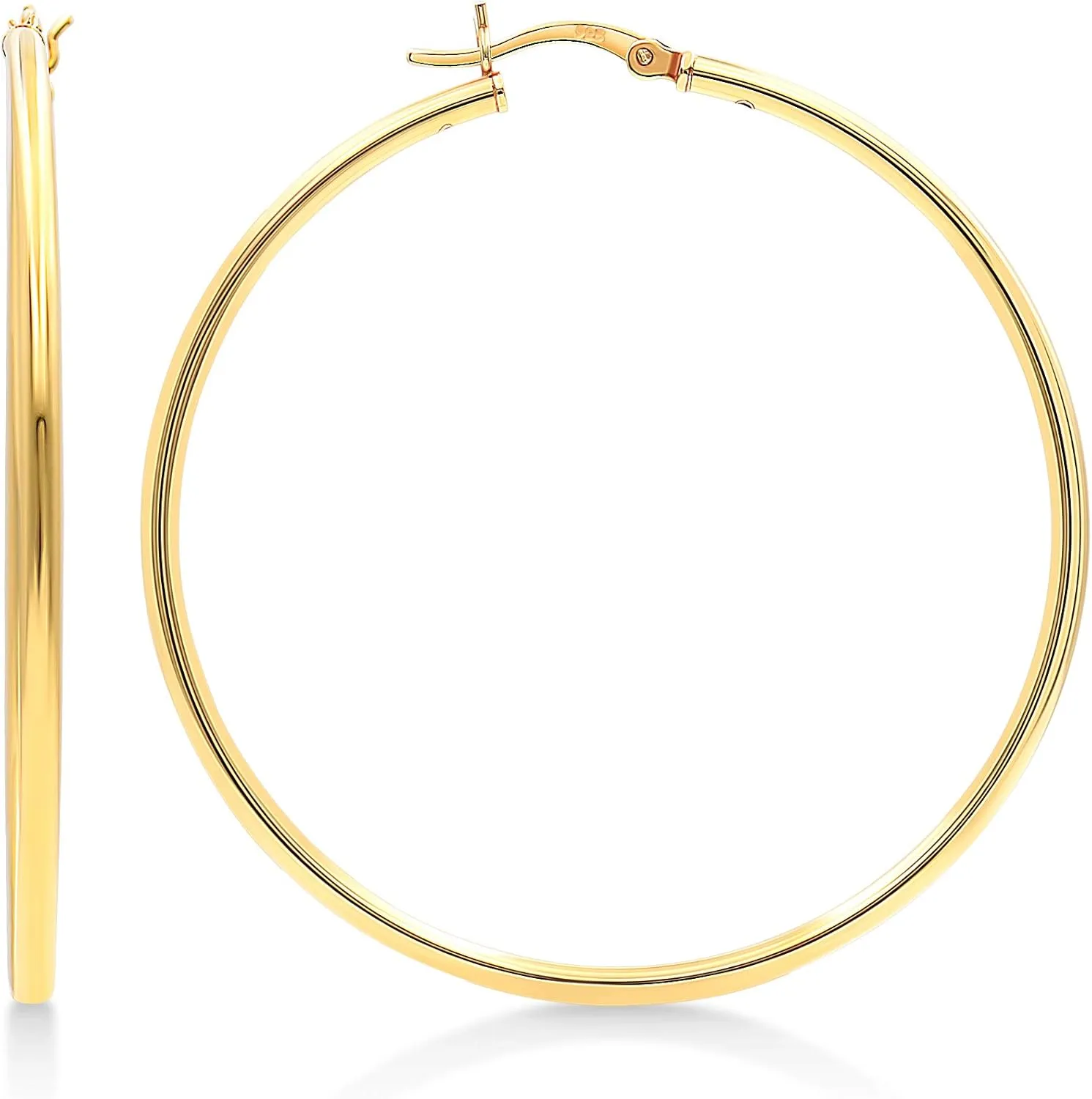 KEZEF 925 Sterling Silver Hoop Earrings For Women High Polished Silver Hoop Earrings Hypoallergenic | Lightweight Jewelry Earring 14k Gold Plated Hoops
