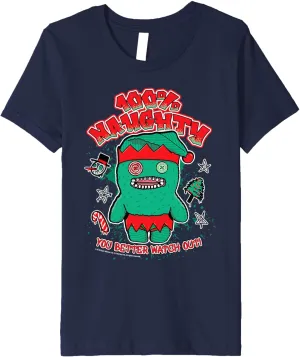Kids Fuggler Christmas Elf 100 Naughty You Better Watch Out Kids Premium T-Shirt