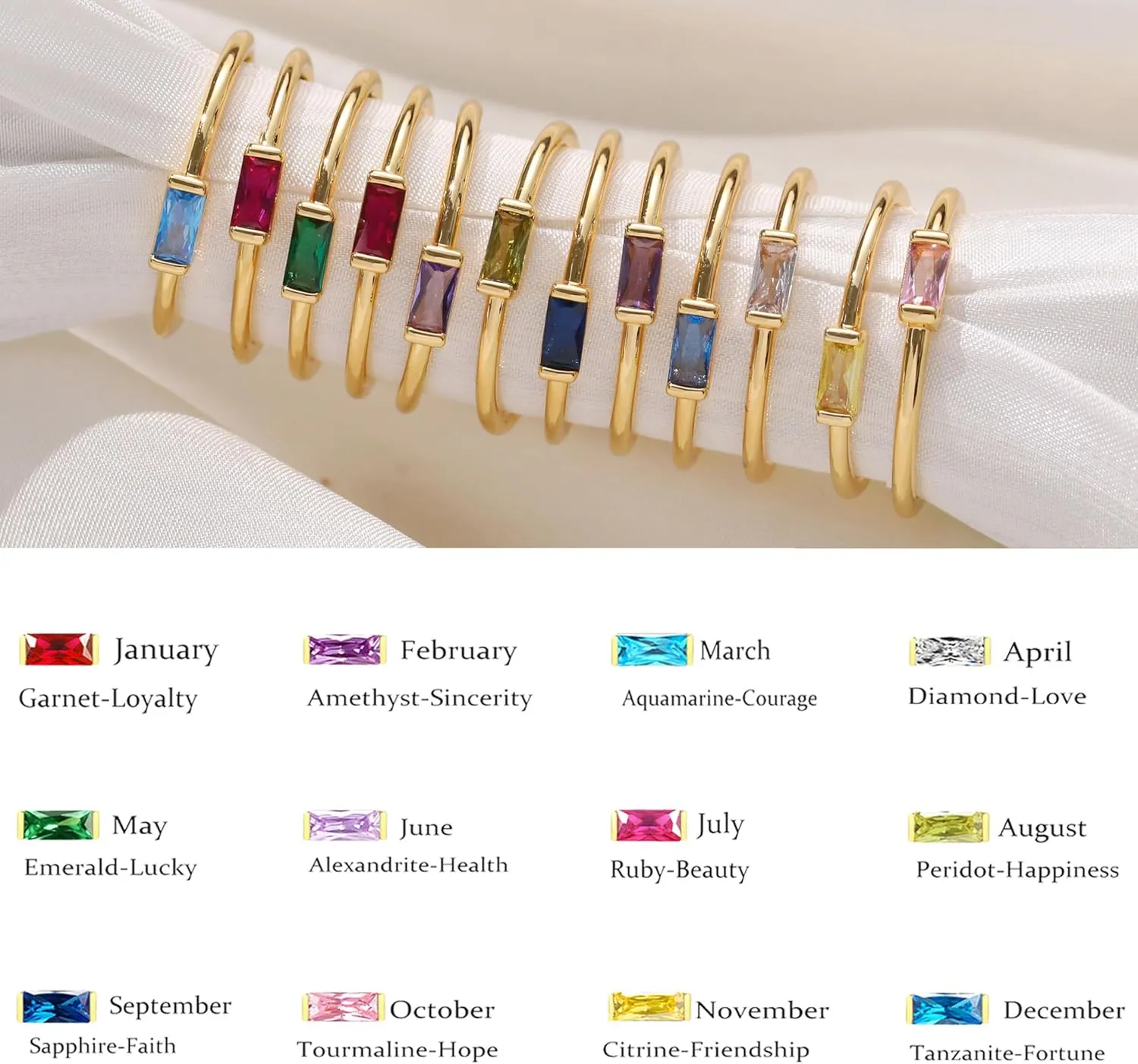 KOHOTA Dainty Gold Birthstone Rings for Women 14k Gold Plated Non Tarnish Thumb Stackable Ring Mothers Birthday Gifts Engagement Wedding Promise Rings Emerald Green Gemstone Jewelry Band Size 6-10