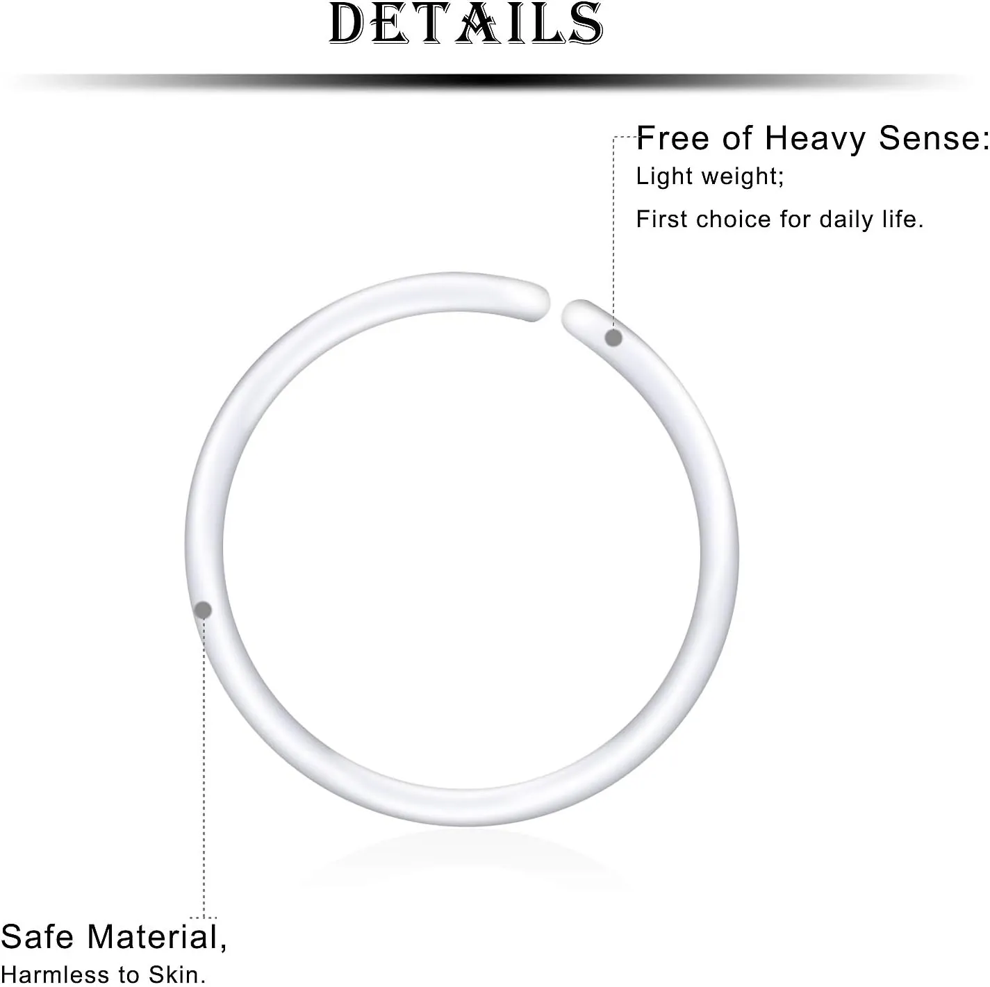 Kridzisw 22G Clear Plastic Nose Rings Hoop Piercing Retainer for Surgery Acrylic Flexible Hypoallergenic Tragus Cartilage Helix Daith Rook Earrings Hoops for Work Sport Women Men 8mm 5/16 inch