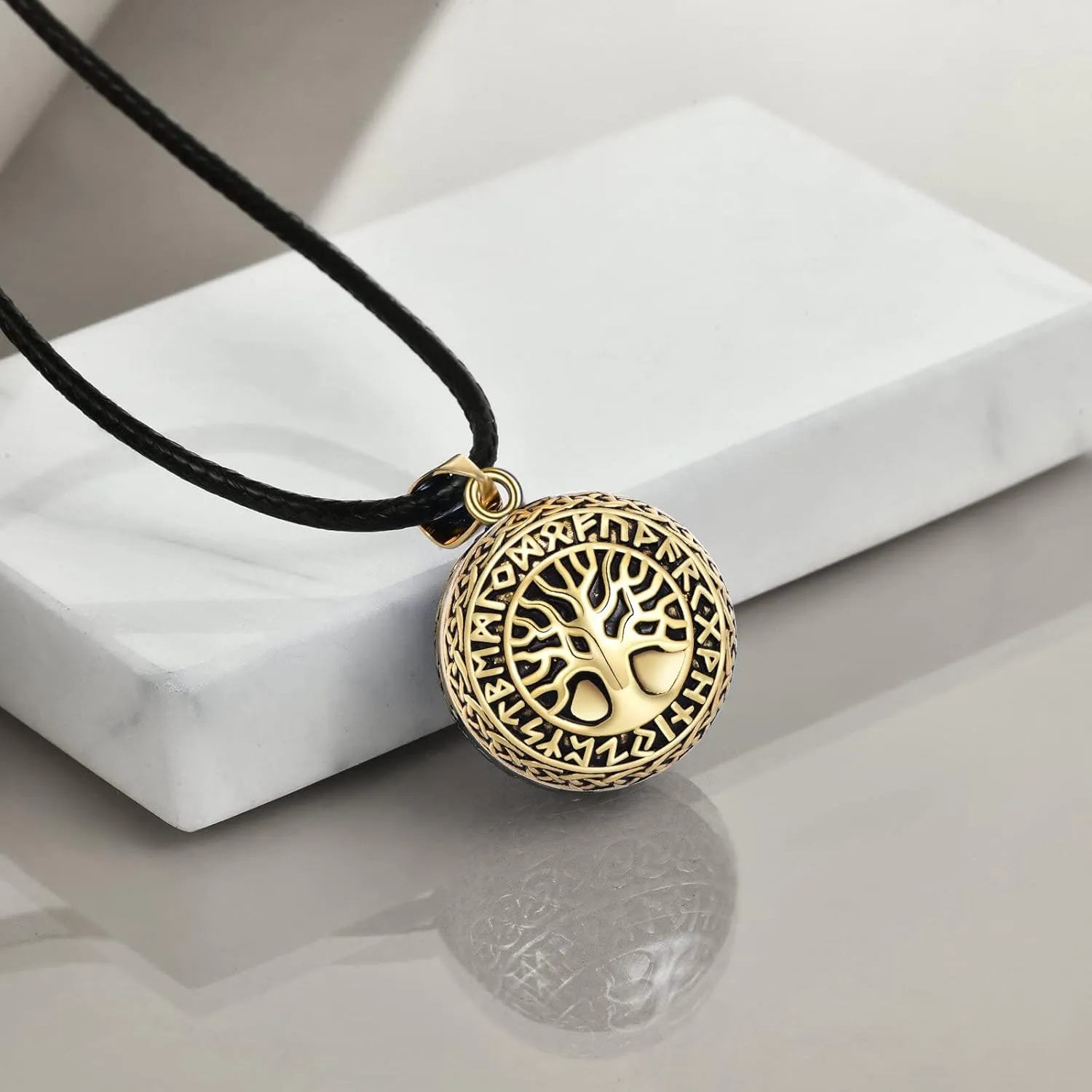 KZX Harmony Ball Necklace for Pregnancy Gold-Plated Copper Angel Caller Bell Pendant Music Bola Jewelry Gifts for New Mother Wife (Chain 36 inches)