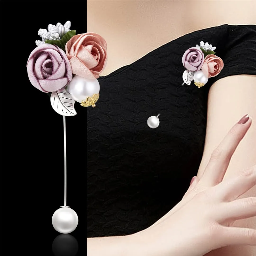 Ladies Cloth Art Fabric Flower Imitation Pl Brooches Cardigan Shirt Shawl Suit Lapel Pins Jewelry 4