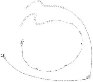 Ladies Pendant Necklace,Fashion Double Layers Choker Heart Love Ball Chain Bead Necklace Women Xmas Gift Silver