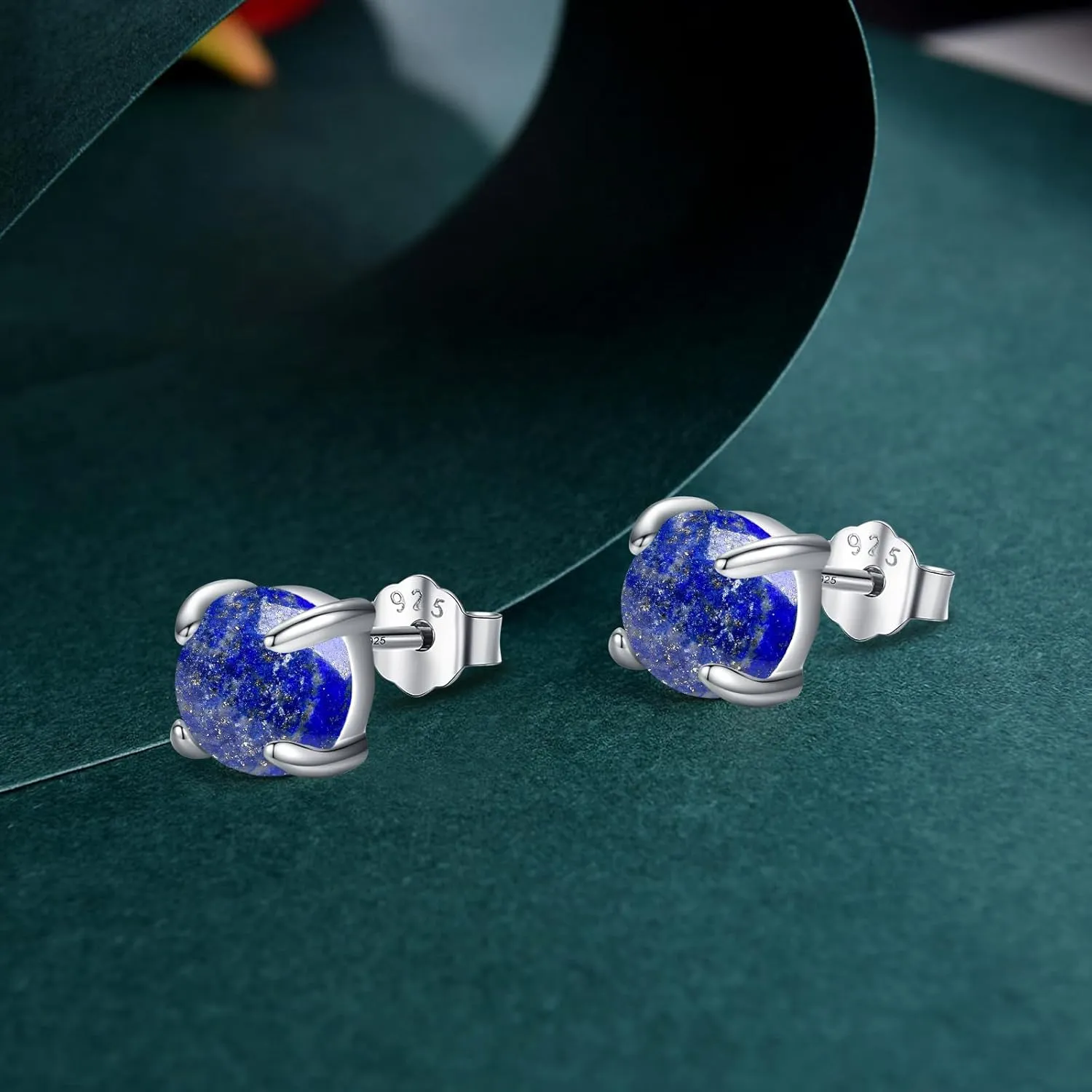 Lapis Lazuli/Moss Agate/Black Onyx/Malachite/Glass Earrings Stud Sterling Silver Hypoallergenic Earrings Mothers Day Jewerly Gifts for Women