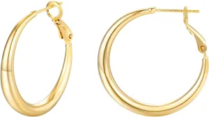 Large Chunky Hoop Earrings for Women - 14k Real Gold Plated with 925 Sterling Silver Post Lightweight&Hypoallergenic Big Thick Hoops Earrings Trendy Jewelry Gift for Women