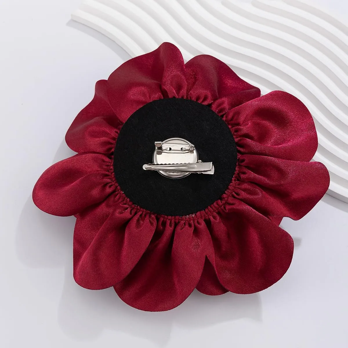 Large Flower Hair Clip for Women - Dainty Satin Fabric Camellia Flower Brooches Pins for Hairs,Hats,Dress