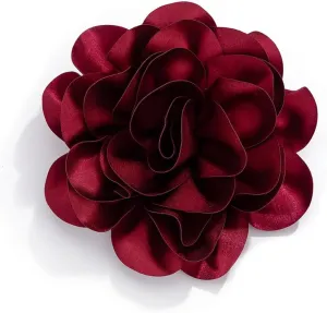 Large Flower Hair Clip for Women - Dainty Satin Fabric Camellia Flower Brooches Pins for Hairs,Hats,Dress