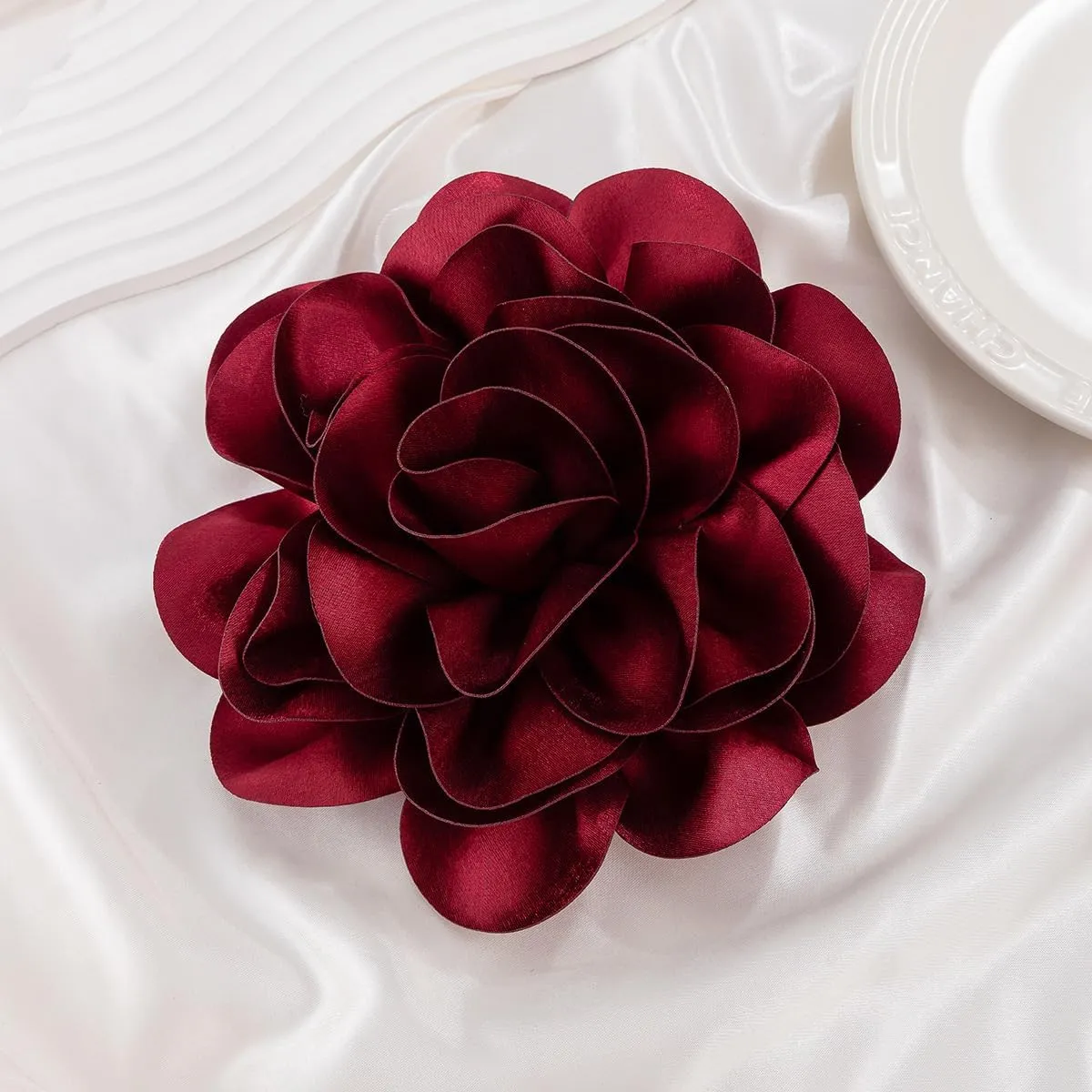 Large Flower Hair Clip for Women - Dainty Satin Fabric Camellia Flower Brooches Pins for Hairs,Hats,Dress