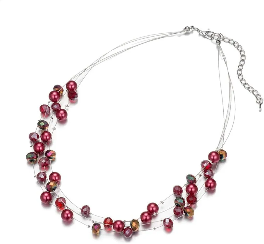 Layered Choker Freshwater Pearl Necklace - Fashion Jewelry Necklace Gifts For Women