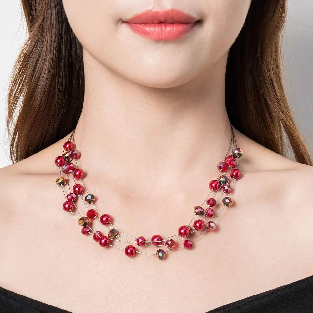Layered Choker Freshwater Pearl Necklace - Fashion Jewelry Necklace Gifts For Women