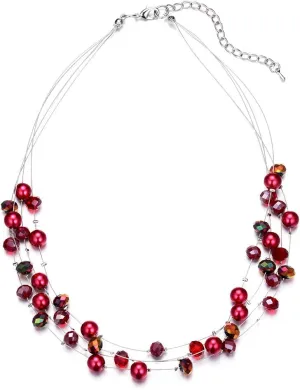 Layered Choker Freshwater Pearl Necklace - Fashion Jewelry Necklace Gifts For Women