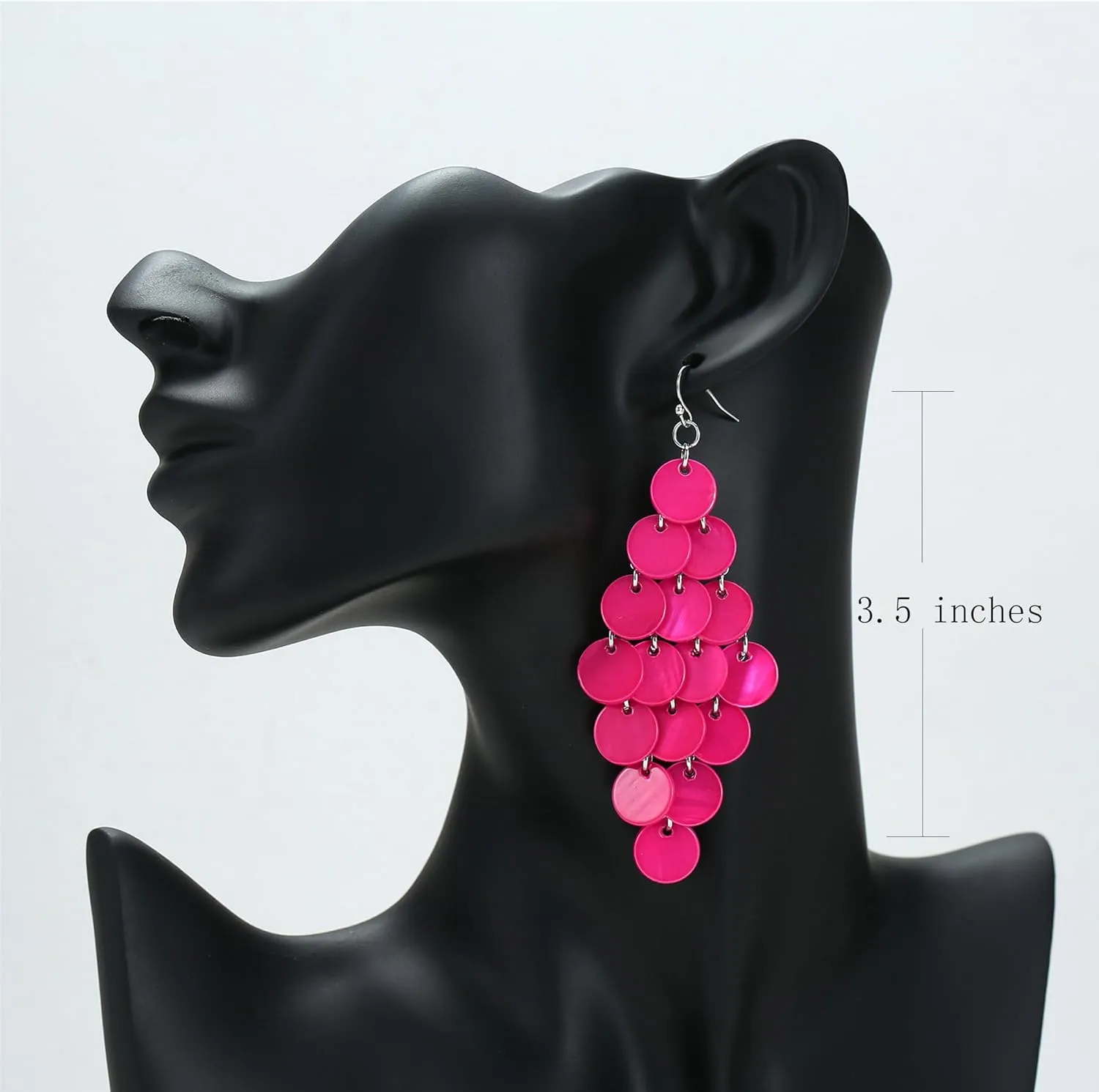Layered Dangling Shell Disc Beads Earring Handmade Multi Colorful Orange Red Blue Drop Chandelier Earring for Women