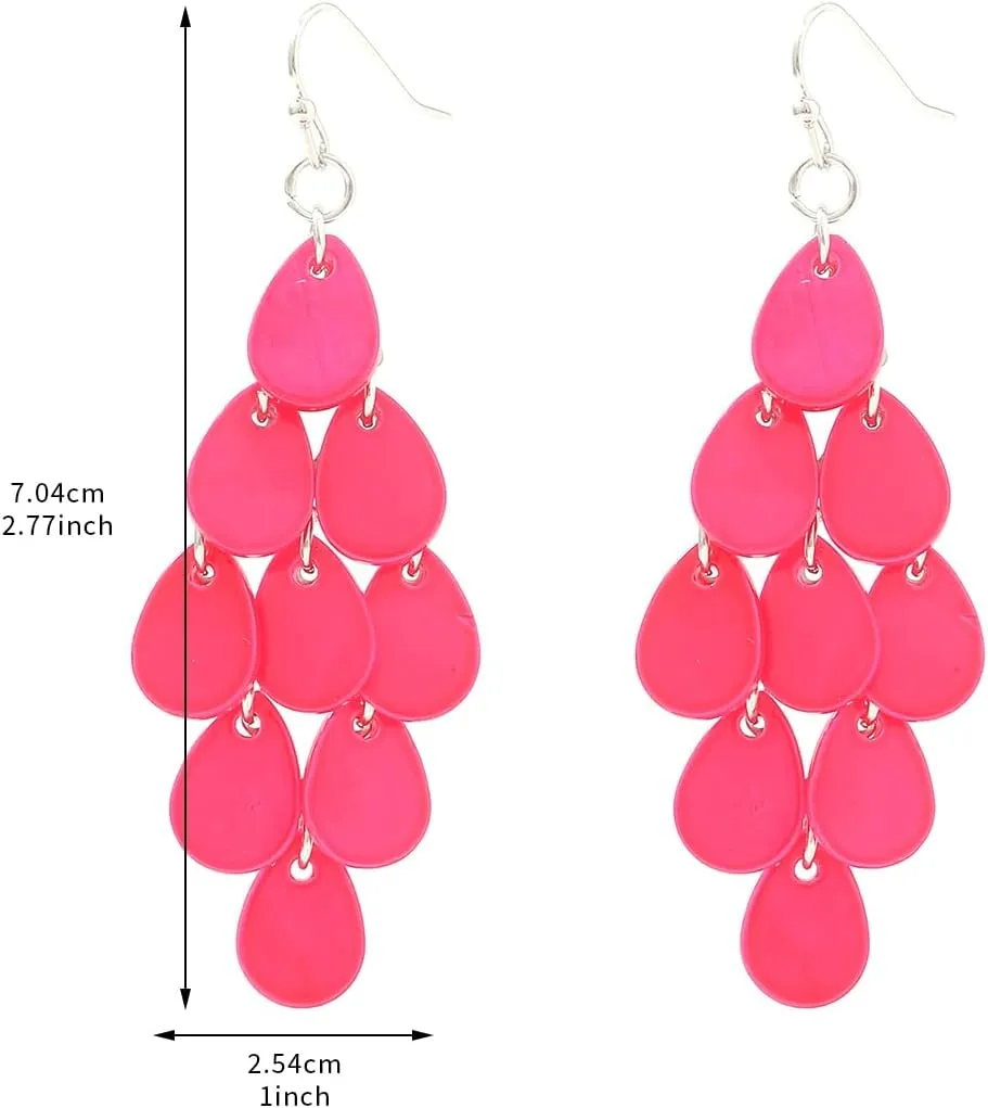 Layered Dangling Shell Disc Beads Earring Handmade Multi Colorful Orange Red Blue Drop Chandelier Earring for Women