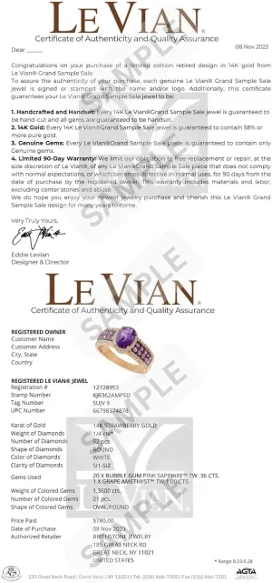 Le Vian 1/3 Carat Diamond and 1 3/4 Carat Ruby Oval Shaped Drop Earrings for Women | 14k Rose Gold Pave Design Earrings for Her| Elegant Lever Back