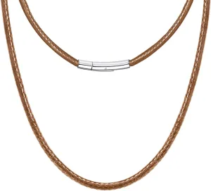 Leather Necklace Cord with Stainless Steel Clasp, Black/Brown Color Waterproof Wax Rope Chain 2mm 3mm Wide Braided Cord String Necklaces for Men Women 16"-30"